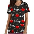 thumbnail image 2 of TIMIFIS Blouse d'Uniforme de Travail pour Femmes, Manches Courtes, Col en V, avec Poches - Noir, 2 of 5