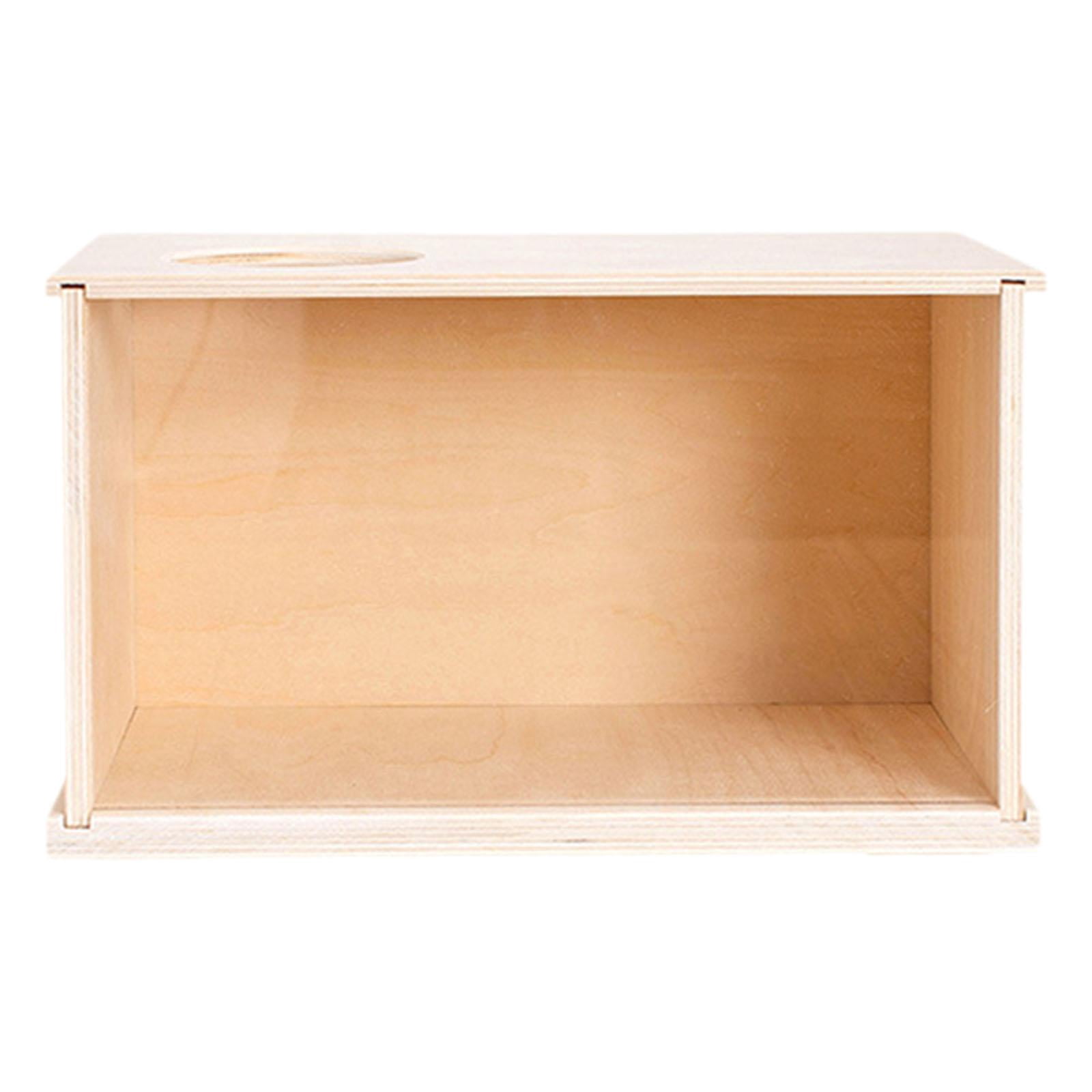 EHJRE Hamster Digging Box Pet Hideout Wooden Cage Decor Sand Bath Case Acrylic Visible Burrow Kit with Removable Lid Suitable for Small Pet Exploration Home Size L
