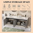 thumbnail image 7 of Amerlife 60" LED Floating Bathroom Double Vanity with Sink Combo, Modern High Gloss Wall Mounted Bathroom Storage Cabinet with 3 Hole Sink, Grey, 7 of 7