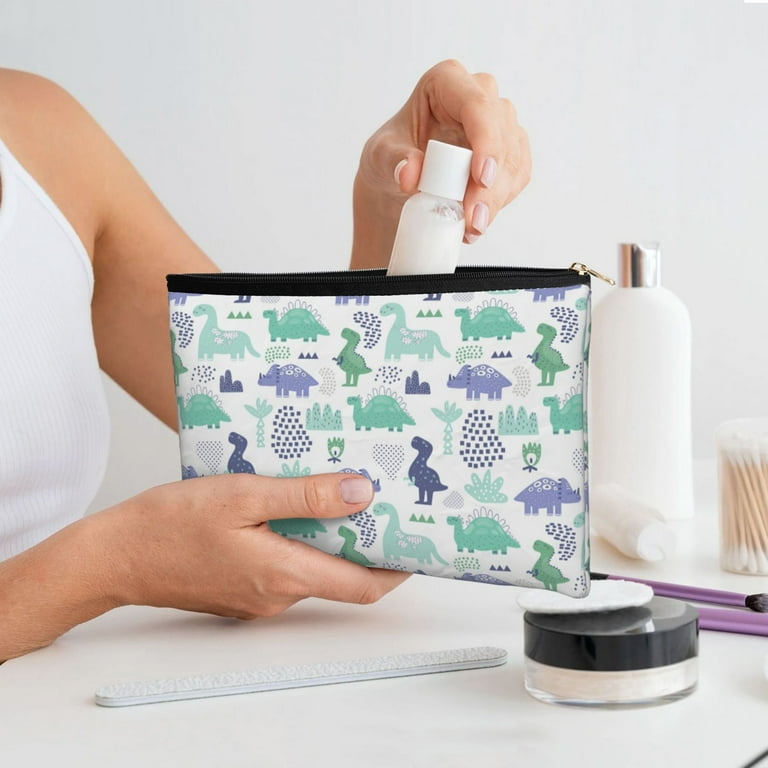Easygdp Dinosaur Makeup Bag Toiletry Bag Canvas Makeup Bags Zipper
