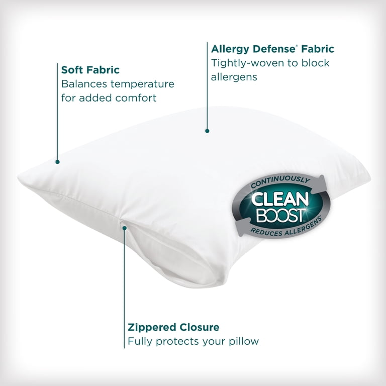 AllerEase CleanBoost Pillow Protector, Standard/Queen, Zippered photo 2