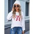 thumbnail image 4 of Women Cute Sweater Y2k Long Sleeve Crew Neck Knit Sweaters Aesthetic Pullover Top White M, 4 of 9