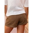 thumbnail image 3 of SHEWIN Women's Jean Shorts High Waisted Denim Shorts Casual Loose Fit Stretchy Double Button Fly Summer Pants with Pockets Brown, 3 of 10