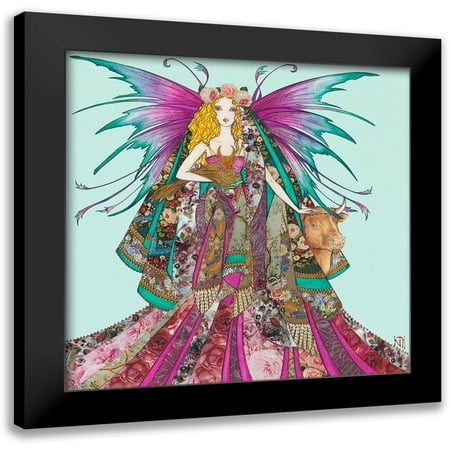 Johara 12x12 Black Modern Framed Museum Art Print Titled - Fee du Taureau