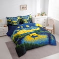 thumbnail image 2 of Homewish Vintage Oil Painting 7-Piece Twin Bedding,Spiral Clouds Stars Bedding Comforter Set,Navy Blue Reversible, 2 of 8