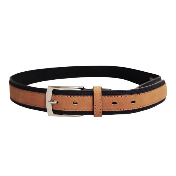 Forest - Cinturón de Piel Bicolor para Hombre (Azul Marino/Tostado)