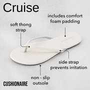 Cushionaire Cruise Lightweight Minimalist Womens Flip Flops - Comfortable Beach Sandals for Women with Cushioned Footbed & Flexible Slip On Design, Casual Vacation Essentials
