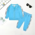 thumbnail image 2 of Futezty Toddler Boys Girls Clothes Fall Winter Outfit Sets, Baby Outfits Long Sleeve Round Neck Stripe Elastic Waist 6M 1T 2T 3T 4T 5T 2Pcs Set Everyday Boys Long Sleeved Zipper Jacket Suit, 2 of 5