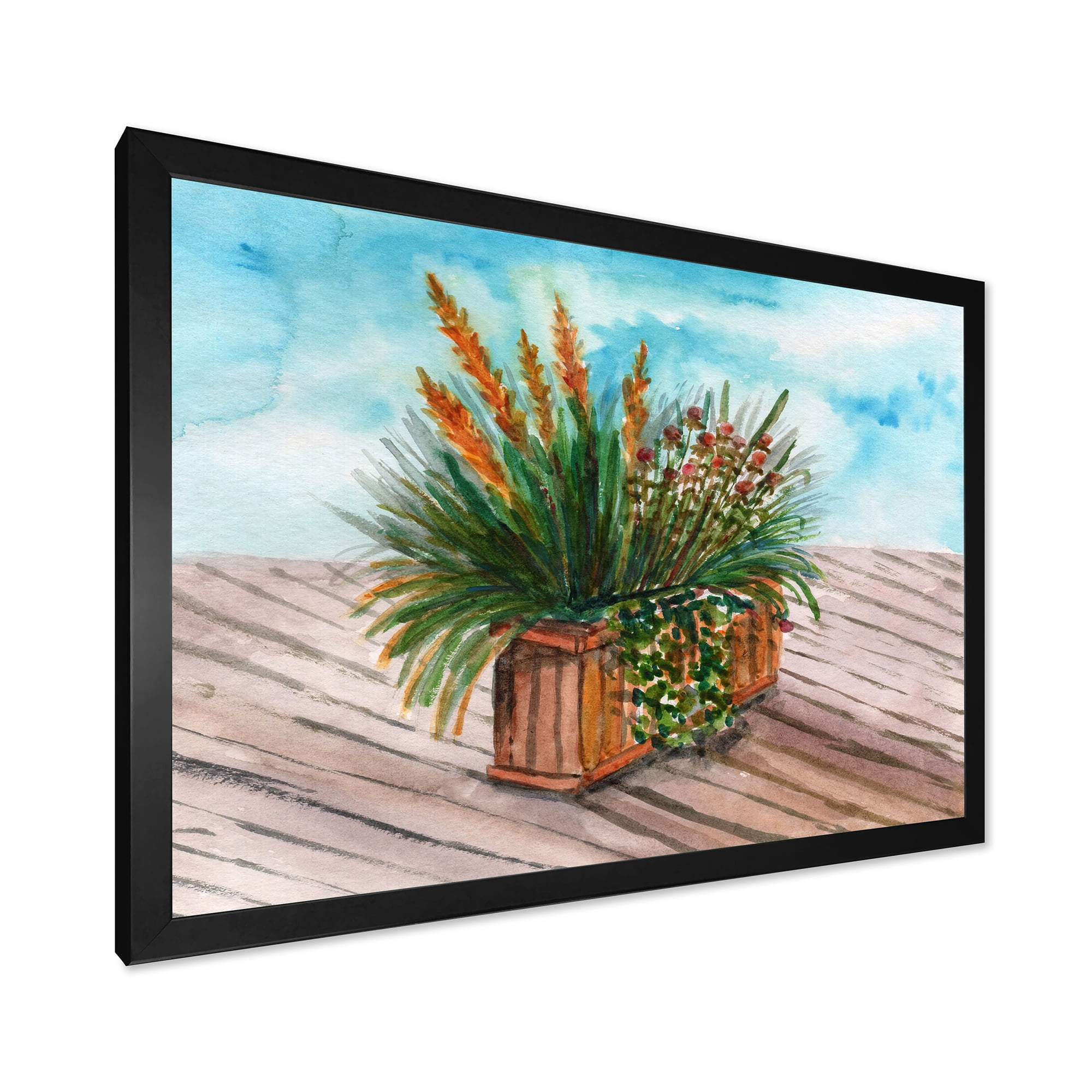 Designart 'Green Stems With Yellow Spikelets of Houseplant' Traditional Framed Art Print