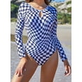 thumbnail image 6 of Attraco Women's Checker Prints Swimsuit Open Back Swimwear Lace Up Bathing Suit, 6 of 6
