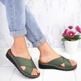 thumbnail image 1 of Sandalias de cuña con plataforma de verano para mujer, zapatillas cruzadas sin cordones, deslizadores, zapatos planos de playa de verano, 1 of 4