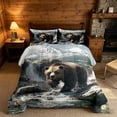 thumbnail image 2 of meiyoeat Wild Bear Queen Comforter Set, Nature Mountain Waterfall Bedding Comforter Set, Brown Green, Black Reversible 3-Piece, 1 Comforter and 2 Pillowcases, 2 of 6