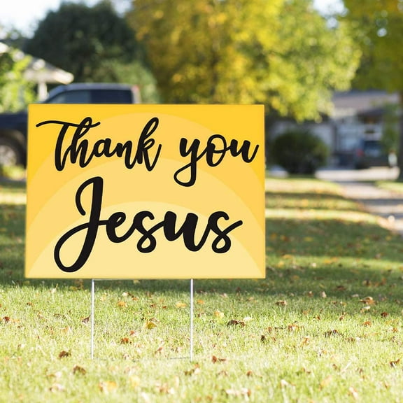 Vispronet Thank You Jesus Yard Sign, 23in x 17in Sign with Steel Stakes, Double-Sided Jesus Sign for Yard