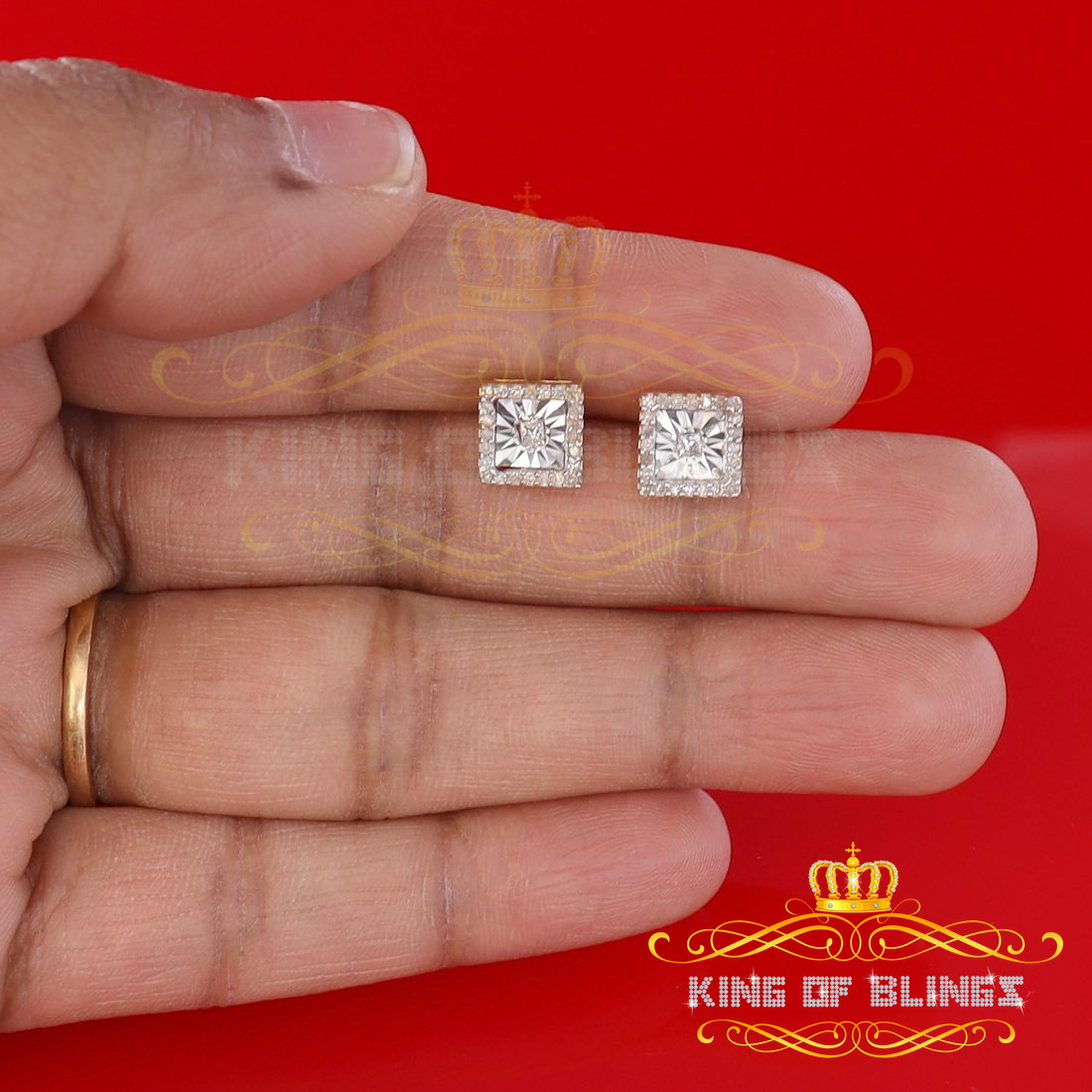 King of Bling's Yellow Aretes Para Hombre 925 Silver 0.25ct Diamond Women's/ Men's Stud Earrings