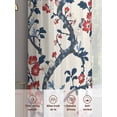 thumbnail image 6 of Sheer Curtains 96 Inches Long 2 Panels, Red Flower Leaves Branch on Retro Rod Pocket Curtain Voile Draperies, Summer Blue Leaf Light Filtering Window Treatment for Living Room Kitchen Bedroom, 6 of 8