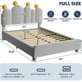 thumbnail image 2 of ZIKEBTUY Full Size Bed Frame with Headboard, Cactus Upholstered Platform Bed for Boys and Girls, Soft Rounded Corners, Solid Wood Slats for Support/No Box Spring Required, Grey, 2 of 6
