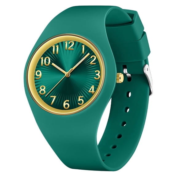 ZOLOHONI Watches for Women Waterproof Nurse Watch with Midnight Green Silicone Strap, Bright Easy Reader Womens Luxury Watch Birthday Gift
