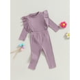 thumbnail image 3 of Bagilaanoe 2Pcs Newborn Baby Boy Casual Outfits Ruffles Ribbed Long Sleeve T-Shirts Tops + Leggings 3M 6M 9M 12M 18M Infant Long Pants Set, 3 of 8