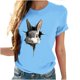 thumbnail image 5 of Tops de Cuello Alto para las Mujeres Amante Impreso Camiseta Cuello Redondo Manga Corta, Poliéster Spandex, 5 of 7