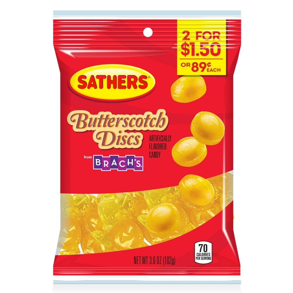 Sathers Butterscotch Disc Hard Candy, 3.6 Ounce Bag