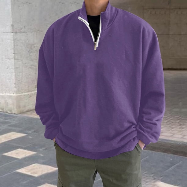 Sudadera sin capucha para hombre, jersey con media cremallera, camiseta de manga larga, sudadera sin capucha, blusa y camisa de cuello alto de manga larga, blusa para hombre