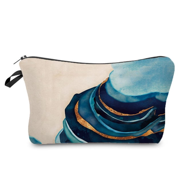 Bolsas de cosméticos de alta calidad para mujer, neceser para maquillaje estampado, diseño de Ukiyoe, bolsa de almacenamiento de Loto Azul, estuches para lápices de paisaje qiuyongming unisex