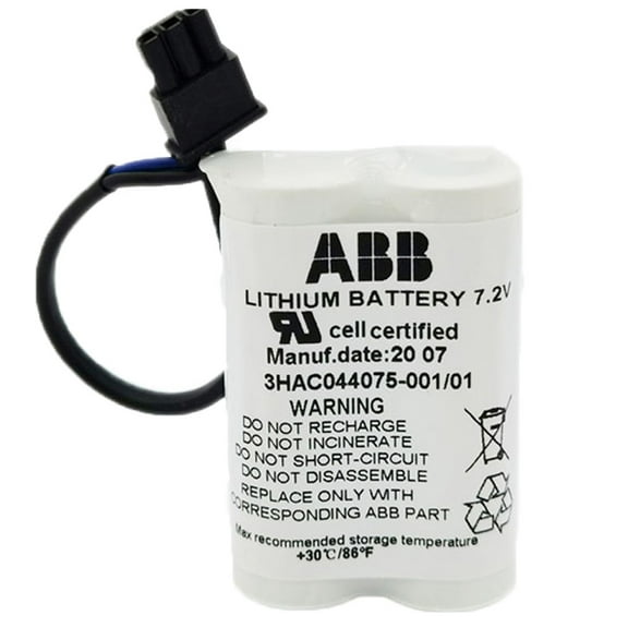 1PCS 3HAC044075-001/01 7.2V SMB Battery for ABB Robot CPU ABBTA521 ABB3HAC16831-1 with Plug