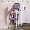 thumbnail image 4 of LHUAI, Foldable Baby High Chair, 4 in 1 Convertible High Chairs, With 5-Point Safety Harness, Adjustable Dining Tray & Backrest & Height, Easy To Clean Surface, For Babies And Toddlers, Purple, 4 of 7