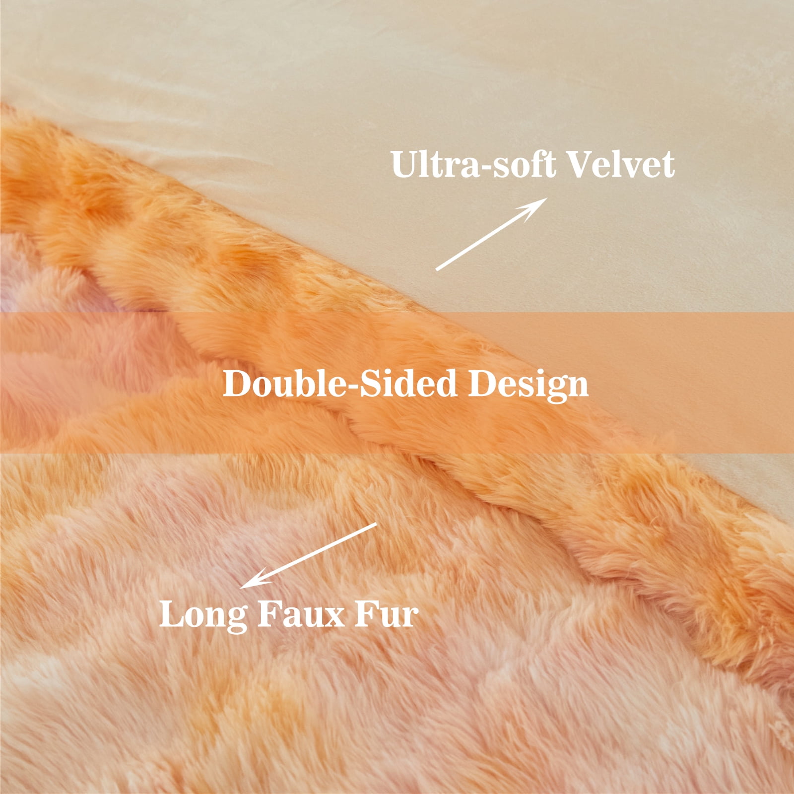RYNGHIPY Faux Fur Comforter Set Twin for Girls 3Pcs Pink Orange Bubble Bedding Set Tie-Dye Fuzzy Plush Bed Comforter Set for Winter
