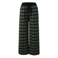 thumbnail image 5 of Bibifish Women's Pants Plaid Wide Leg Pants Elastic Waistband Flowy Fabric Stretchy Loose Fit Daily Wear Pants With Side Pockets, 5 of 8