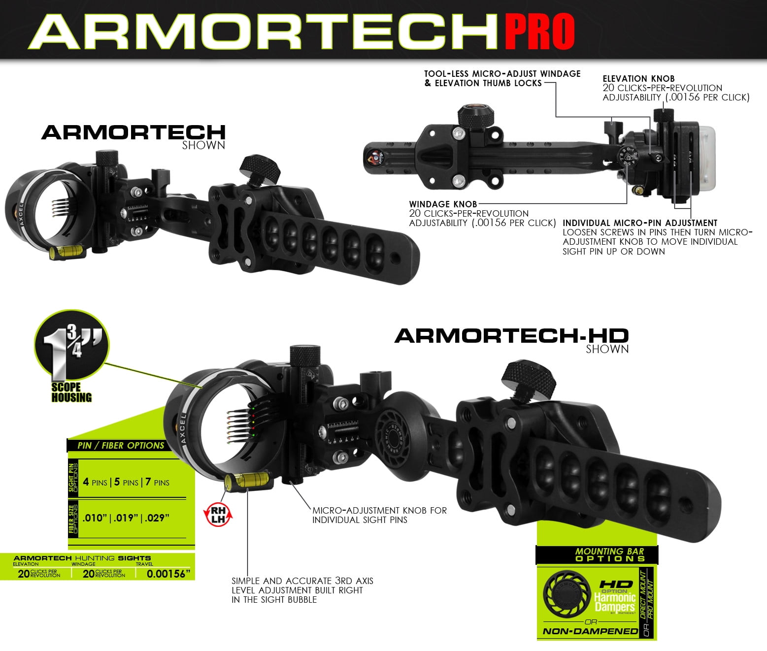 Axcel Armortech HD Pro Sight 7 Pin .010" Black 