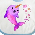 thumbnail image 4 of Inktastic Valentine's Day Cute Pink Narwhal with Hearts Boys or Girls Baby Bib, 4 of 4