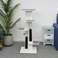 thumbnail image 3 of PetPals 6-Level Modern White & Grey Medium Size Cat Tower, 18" x 18" x 45" come with Free Cat Teaser, 3 of 10