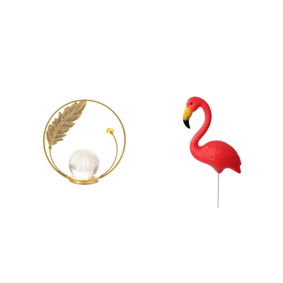 Crystal Ball Sculpture Flamingo Figurine Garden Stake HDPE Material for Living Room Hallway Backyard