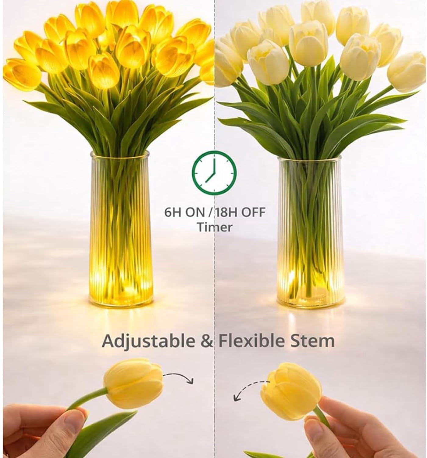 Radiant Romantic Tulip Light with a Vase, 15 PCS Twinkling Tree Tulips Led Night Light, 2026 New Flower Shaped Ambient Lamp for Bedroom Bedside Decor & Gift
