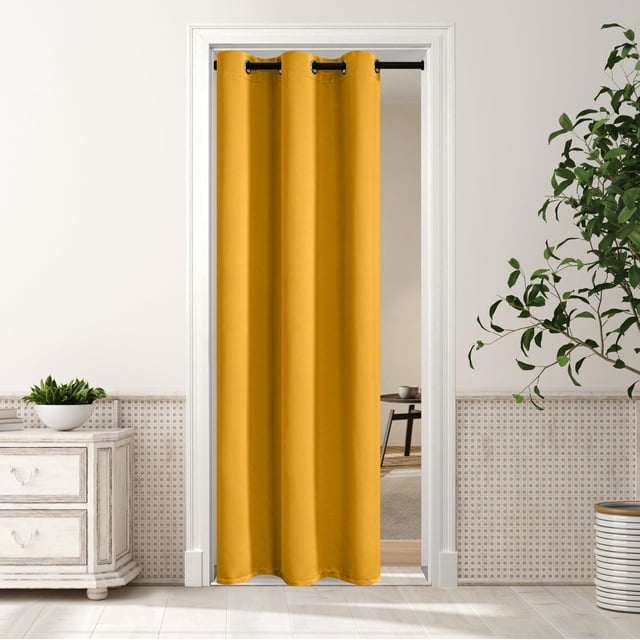 Cortinas de puerta MYSKY HOME, opacas, color amarillo mostaza, 86 x 203 cm