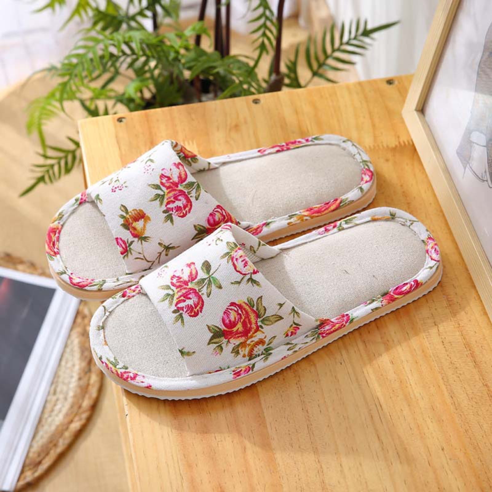 Latrodar Shower Slippers for Women Vintage Soft House Shoes for