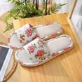 thumbnail image 2 of ShiShine Womens Floral Print Linen Slide Slippers Breathable Non-Slip Casual Indoor Guest Slippers, 2 of 3