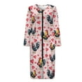 thumbnail image 3 of Yuyamidu Valentine's Day Zipper Front Robes Women House Coat Chicken Long Sleeve Bathrobe Pink Heart Spa Robe Size L Soft Crewneck Long Nightgowns Loose Loungewear Dress, 3 of 7