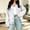 White, variant on IUYRTFE Women's Denim Jacket Button Down Long Sleeve Lapel Collar Front Pockets Casual Retro Style