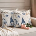 thumbnail image 2 of Coastal Eucalyptus Outdoor Waterproof Pillow Covers, Ocean Gnomes Starfish Anchor Leaf Beige Decorative Square Throw Pillowcase Sofa Cushion Sham for Patio/Couch/Chair, 20"x20" 2 Pack, 2 of 8