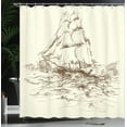 thumbnail image 4 of Ambesonne Vintage Shower Curtain, Hand Drawn Ship, 69"Wx70"L, Ivory Brown, 4 of 5
