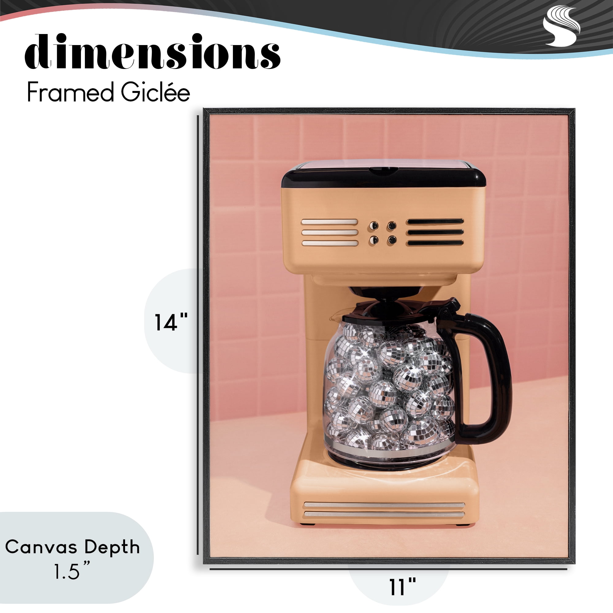 Stupell Industries Disco Coffee Maker over Orange Black Framed Giclee Art, design by LISH Creative