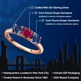 thumbnail image 2 of Gem Stone King 18K Rose Gold Plated Silver Red Created Ruby and Blue Created Sapphire Engagement Ring for Women | 1.80 Cttw | Round 5MM | Gemstone July Birthstone | Size 6, 2 of 6