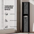 thumbnail image 5 of 69" H Tall Bathroom Storage Cabinet with 2 Barn Doors and 1 Drawer, Narrow Storage Unit with Adjustable Shelves, Floor Cabinet for Bathroom, Living Room, Entryway, Kitchen, Black, 5 of 8