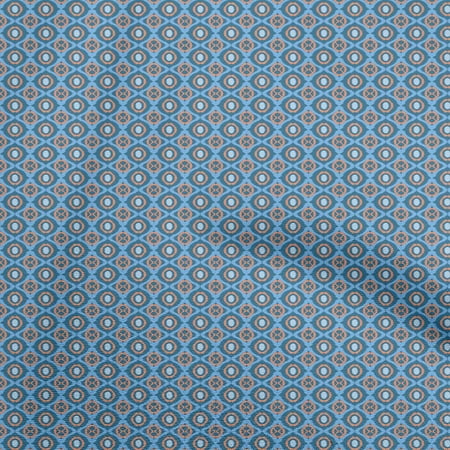 oneOone Cotton Cambric Blue Fabric Asian Ikat Dress Material Fabric Print Fabric By The Yard 42 Inch Wide
