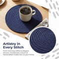 thumbnail image 5 of Unique Bargains Placemats Set of 4 Cotton Round Placemats for Dining Table Navy Blue, 5 of 7