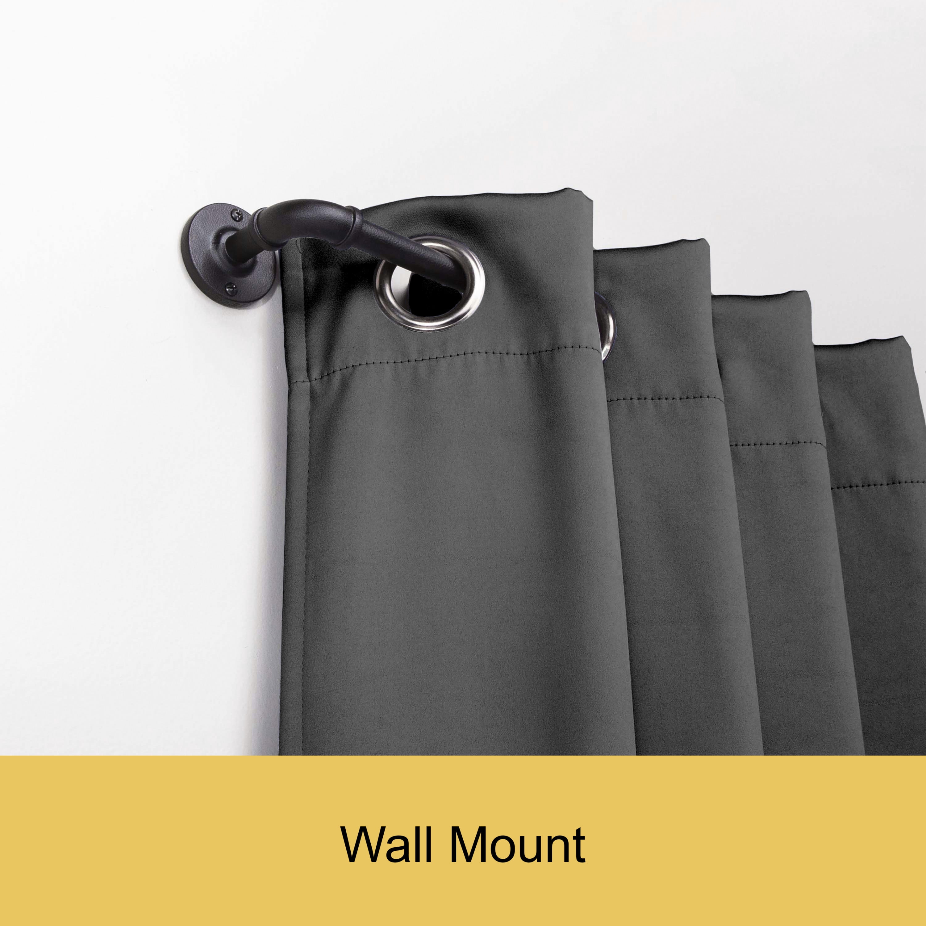 Kenney® Adler 5/8" Indoor/Outdoor Rust-Resistant Wrap Around Curtain Rod, 28-48", Black