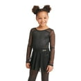 thumbnail image 4 of Justice Girls Long Sleeve Gymnastics and Dance Leotard with Mesh Panels & Rhinestone Accents, XS-XL, 4 of 5
