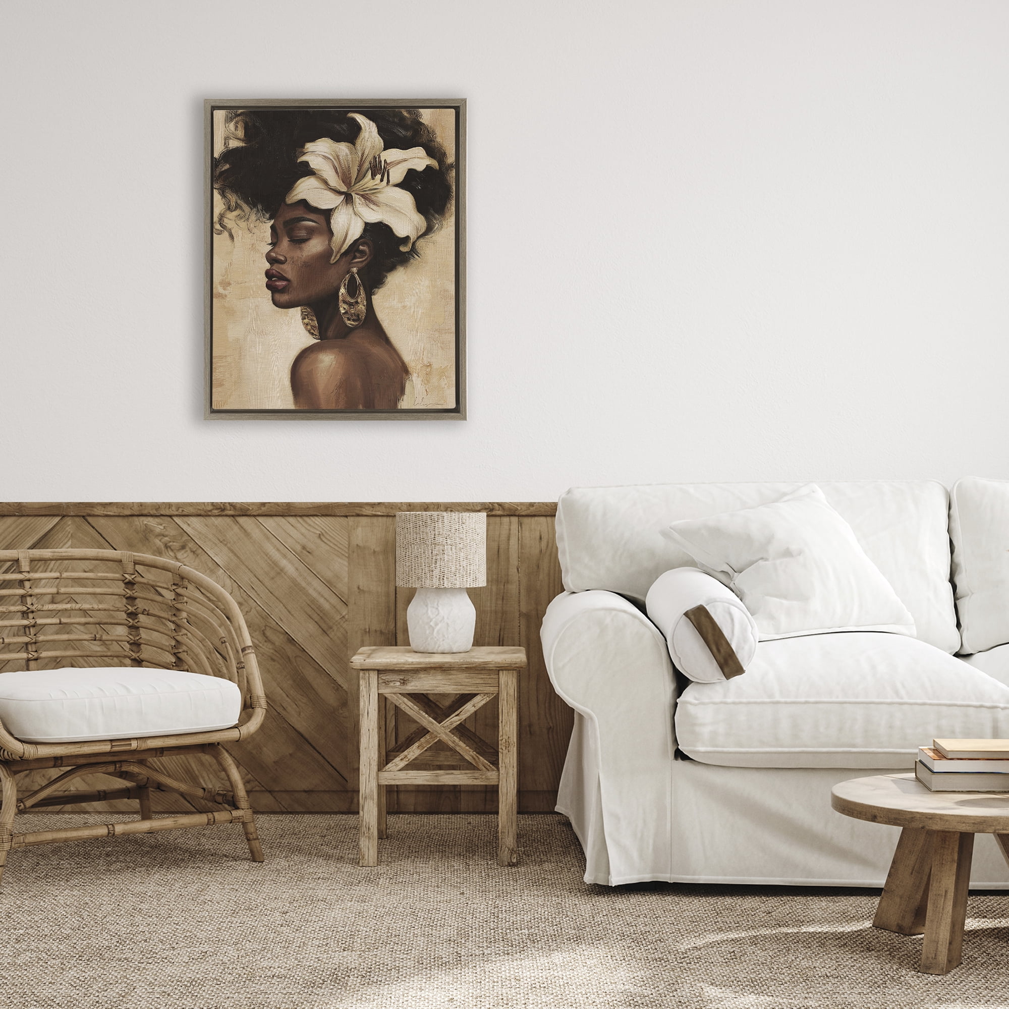 Stupell Industries Nocturne In Ivory Brown Framed Floater Canvas Wall Art, design by Svetlana Aleynikova